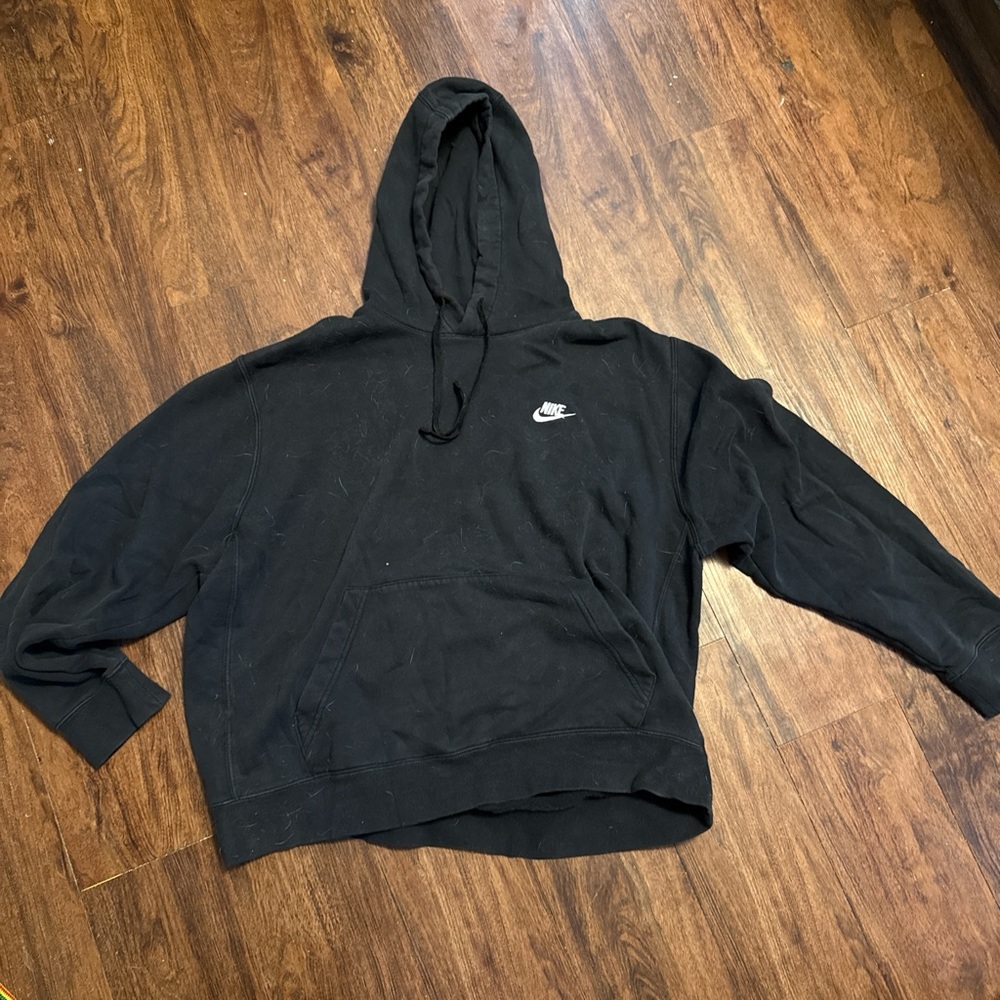 Black Nike hoodie with white logo